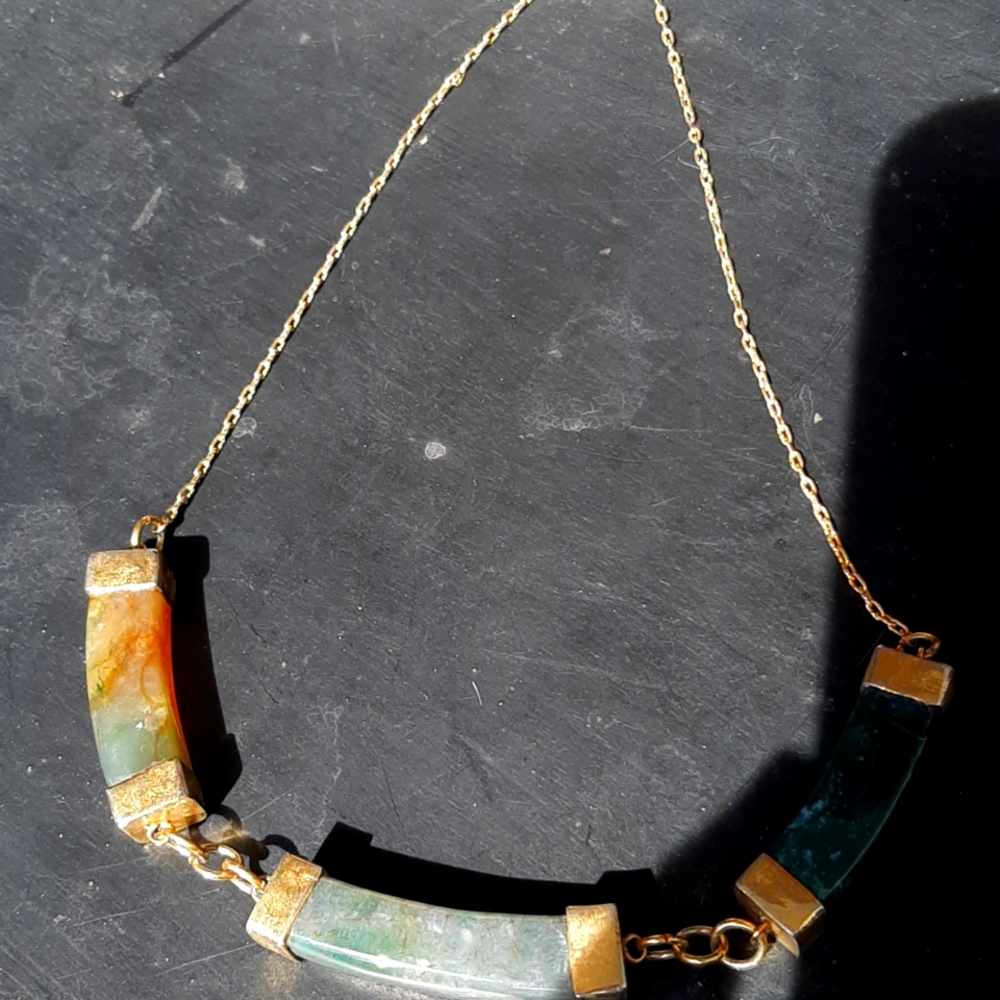 Vintage costume Agate GP necklace